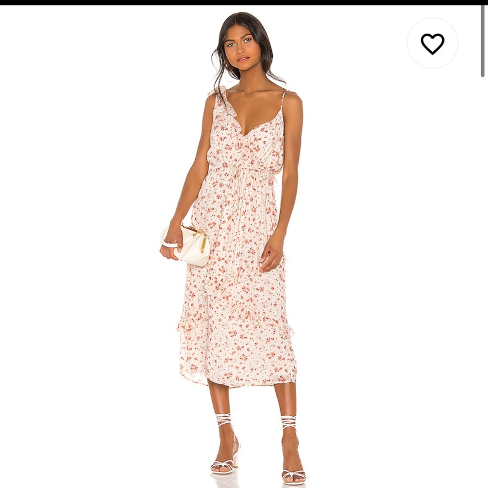 Blue Life Floral Midi Dress - Cream and Pink